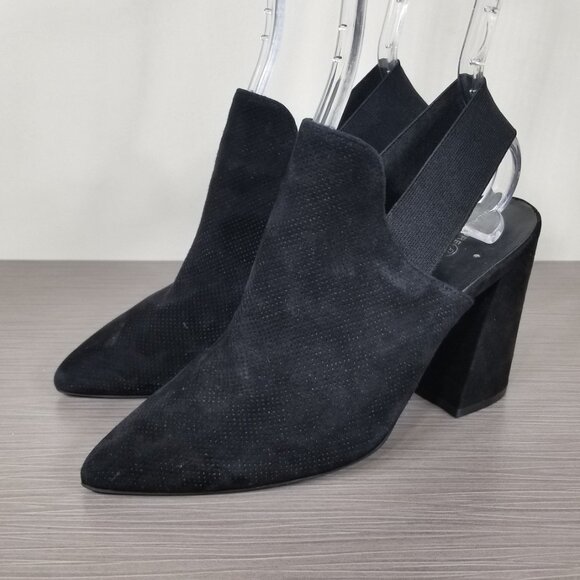 Treasure & Bond Singback Block Heel Booties, Perforated Black Suede, Size 6.5 - Picture 3 of 11